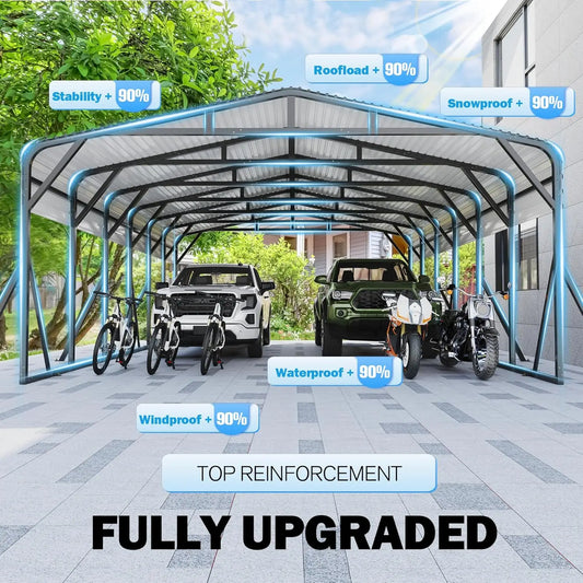 20x30 Heavy Duty Carport with Galvanized Steel Roof and Triangle Frame