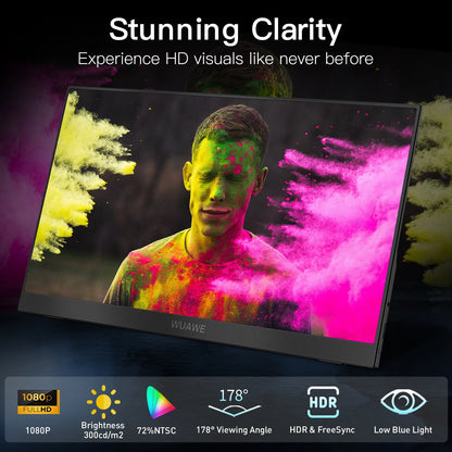 15.6 inch Portable Monitor for Laptop, Second Computer Screen with HDR