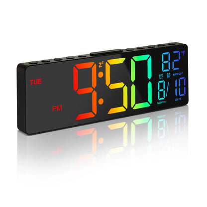 10.5" LED Digital Wall Clock and Temperature Display and Remote