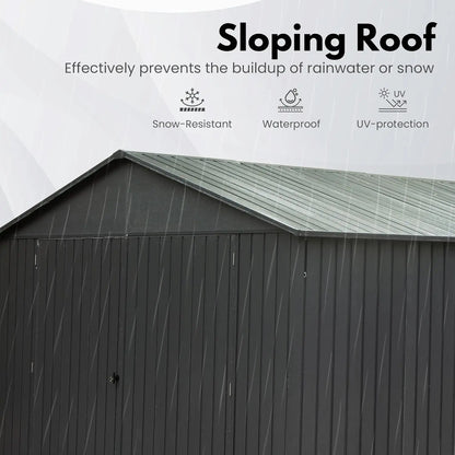 12x20ft Metal Garage / Carport with Lockable Double Side Doors and Storage