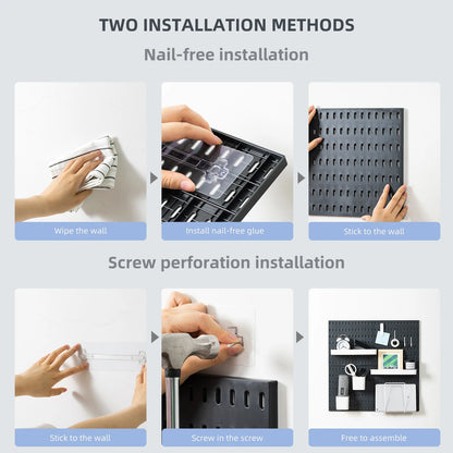 4 Piece 22" x 22" Black Pegboard Wall Organizer Kit