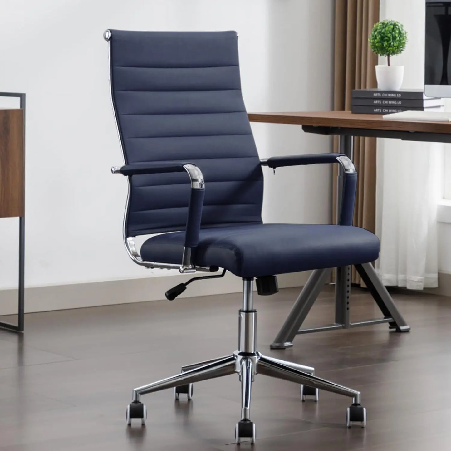 Leather Office Desk / Conference Room Chairs with Wheels, Executive Modern High Back