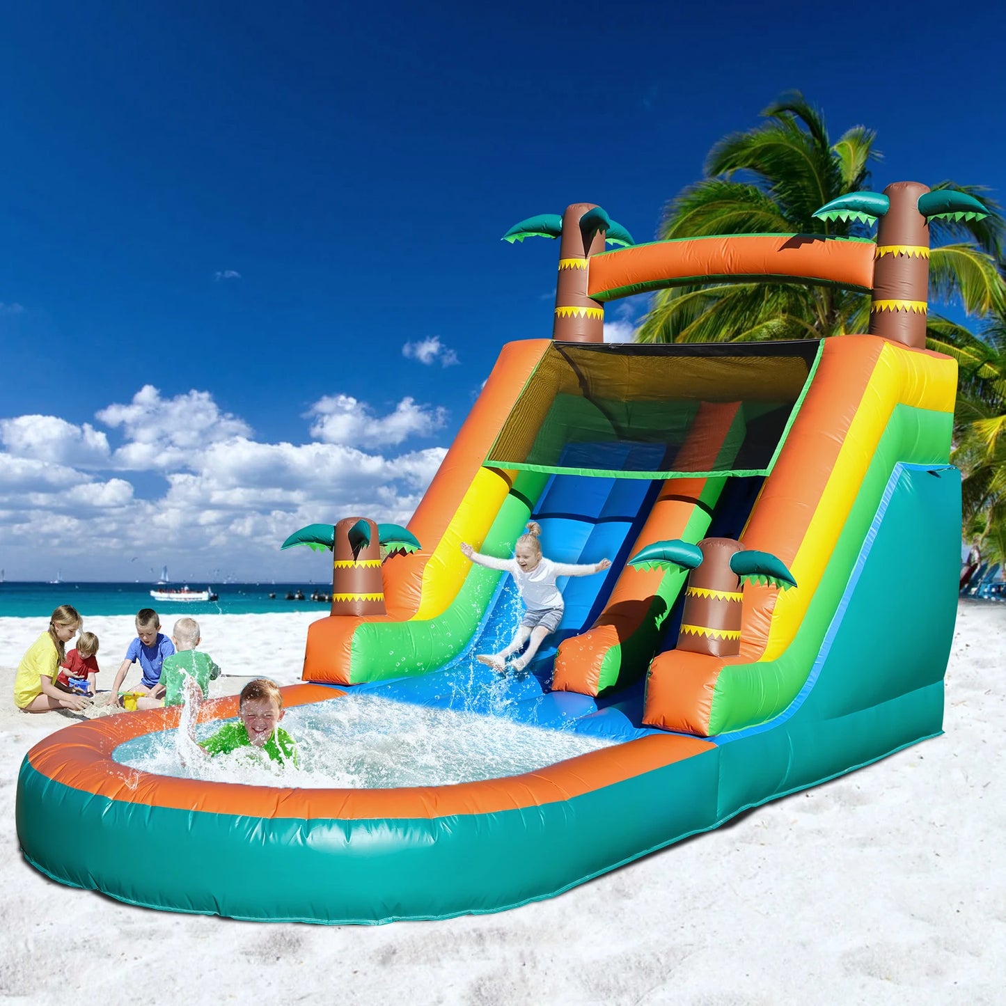 Large Bounce House with Water Slide with 1100W Air blower