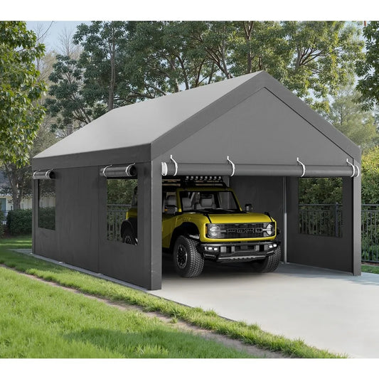 12x20 ft Heavy Duty Portable Garage with Roll-up Windows