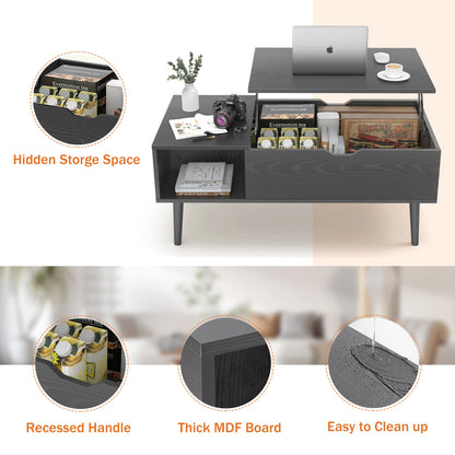 Lift Top Coffee Table with Adjustable Storage Shelf and Easy Lift or Lower