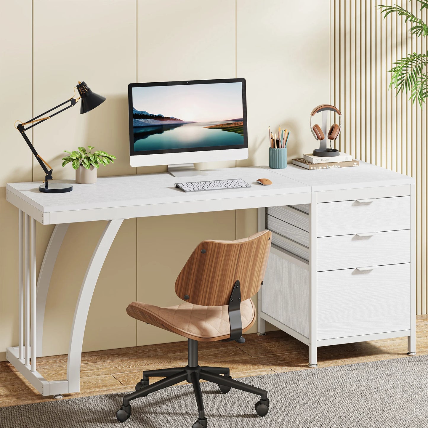 59-Inch Computer Desk with 3 Drawers