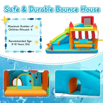 Large Inflatable Bounce House with Water Slide and Climbing Wall
