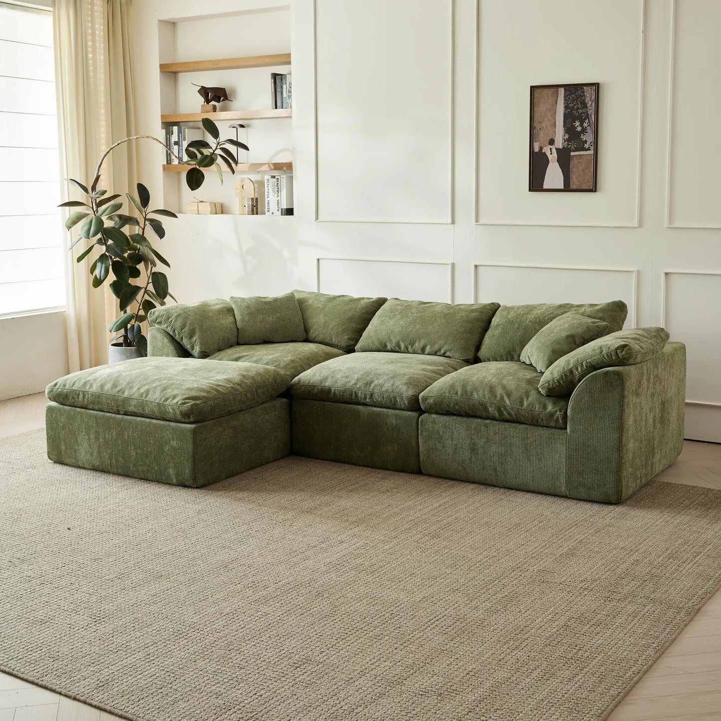 109" L-Shaped Modular Sectional with Ottoman.