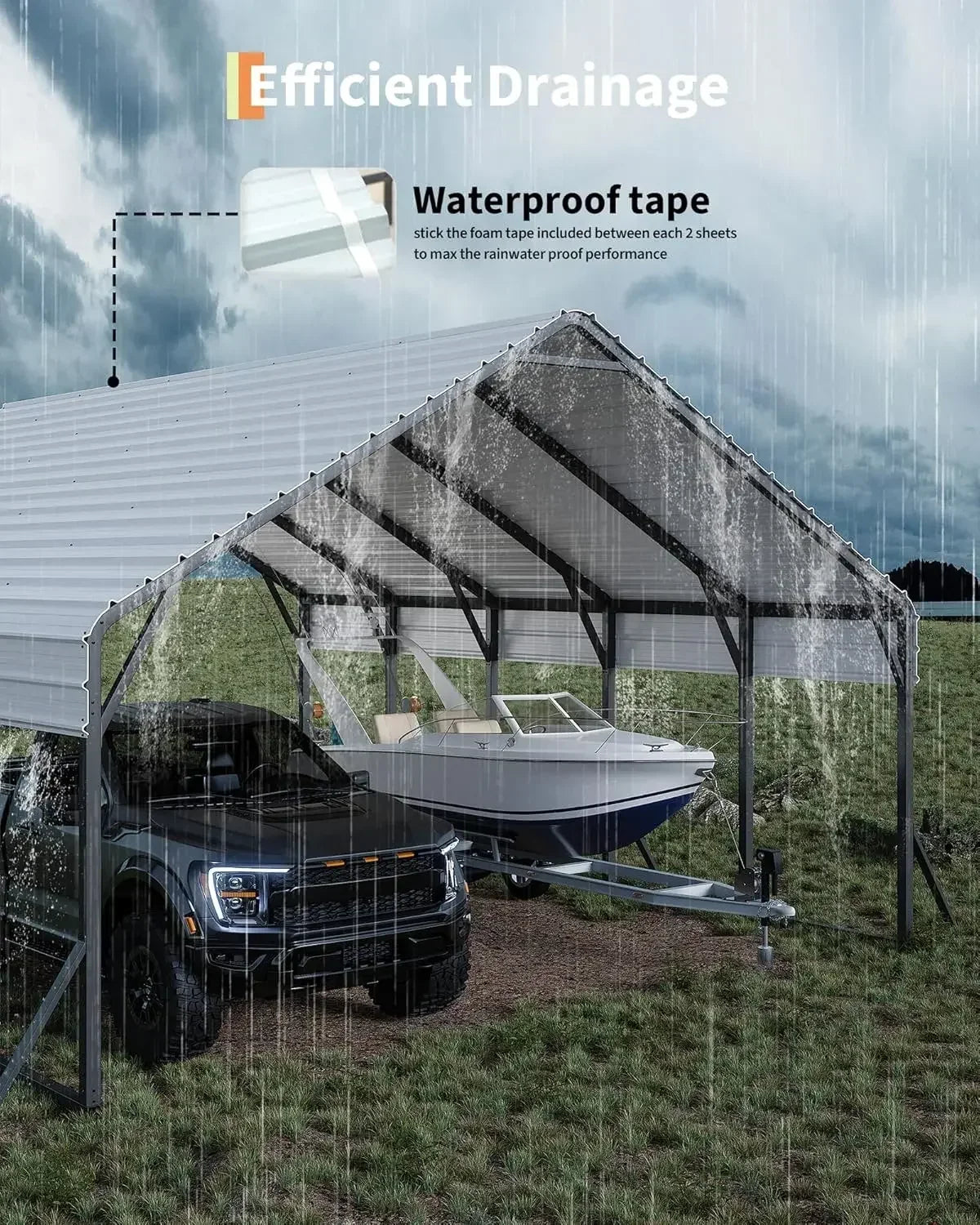 20'x25'x13' Heavy Duty Metal Carport for 2 Cars with Reinforced Frame