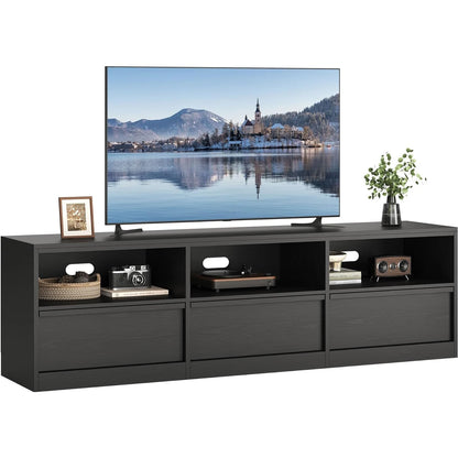 Modern TV Stand with Open Shelving & Storage Drawer