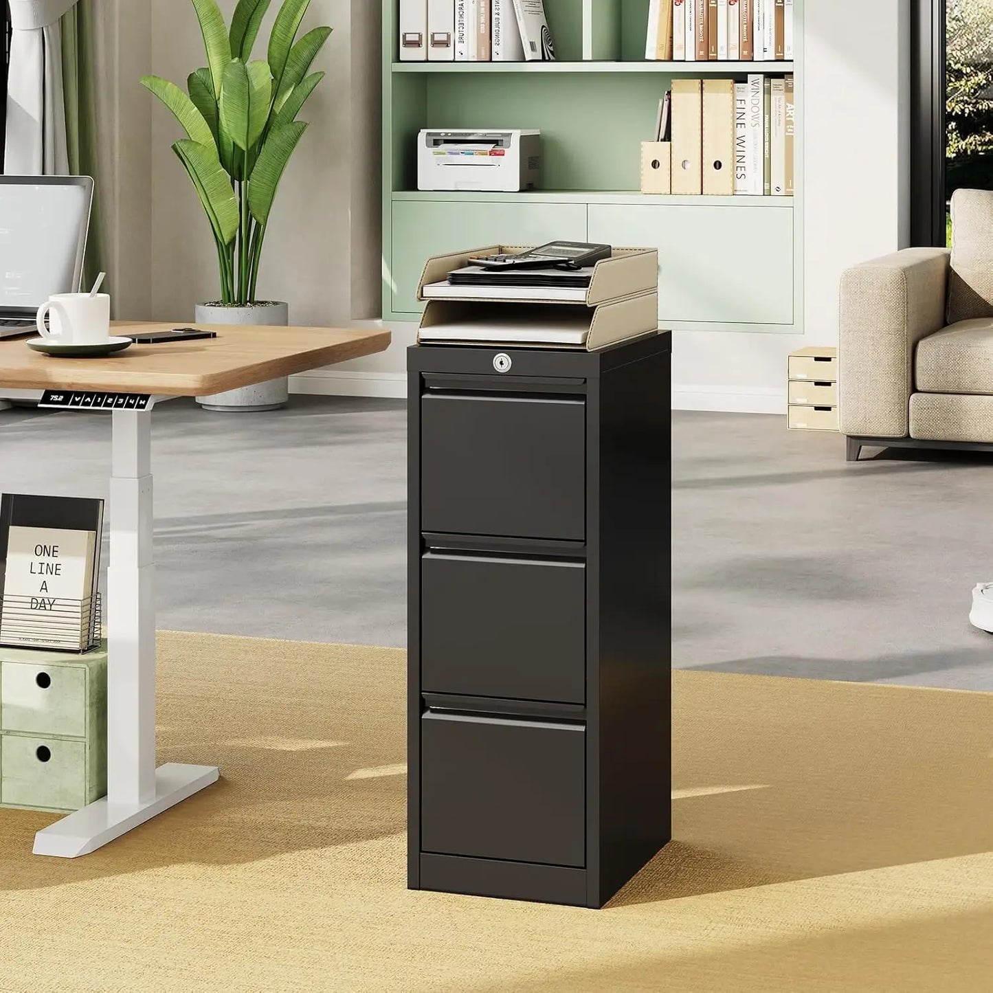 3 Drawer Metal Lateral File Cabinet with Lock & Keys