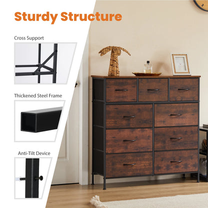 9 Drawer Dresser. comes in White, Brown, Grey, and Black
