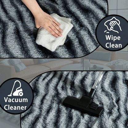 Large Super Plush Zebra Print Living Room Area Rug. Washable