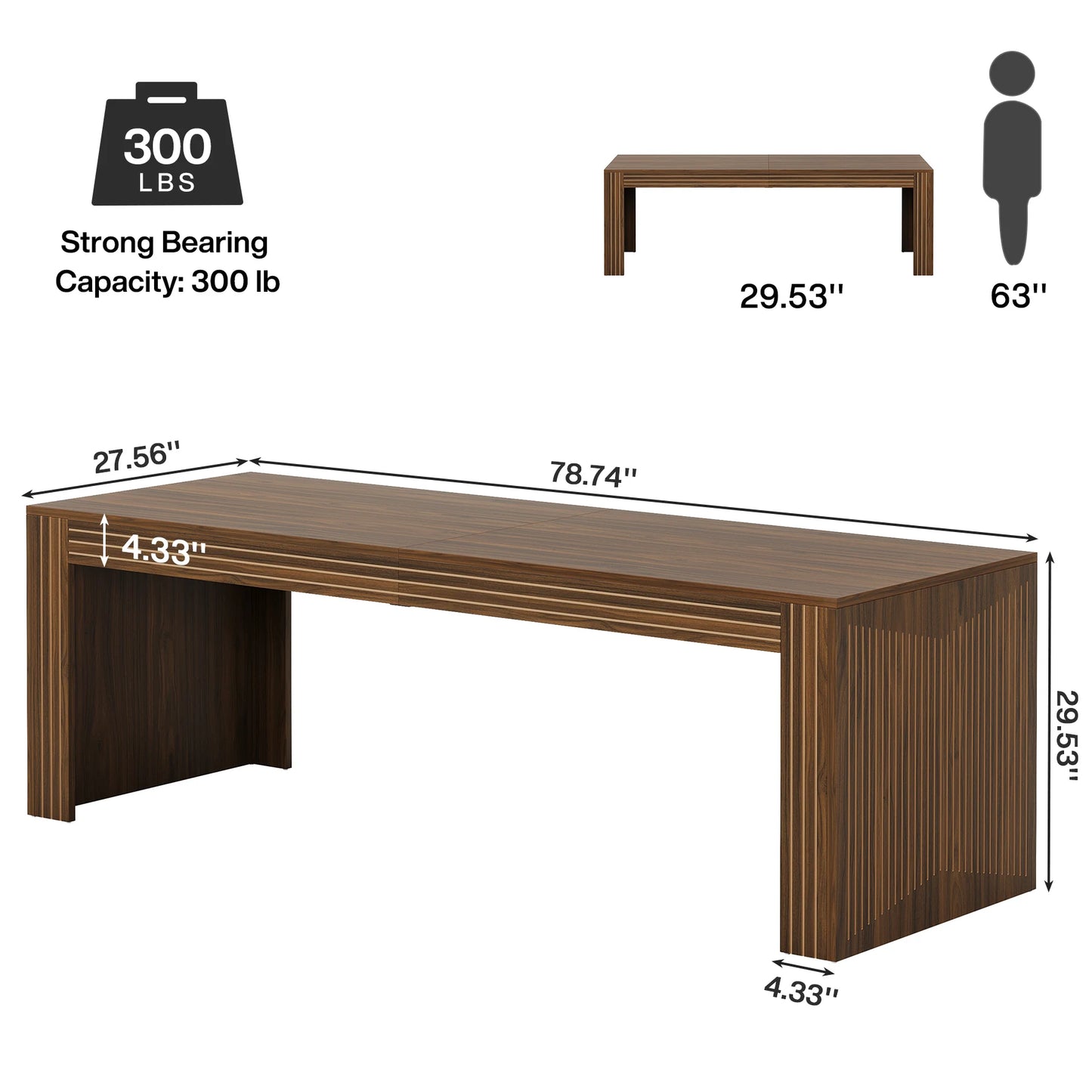 79-Inch Extra Long Desk, Two Person Double Desk