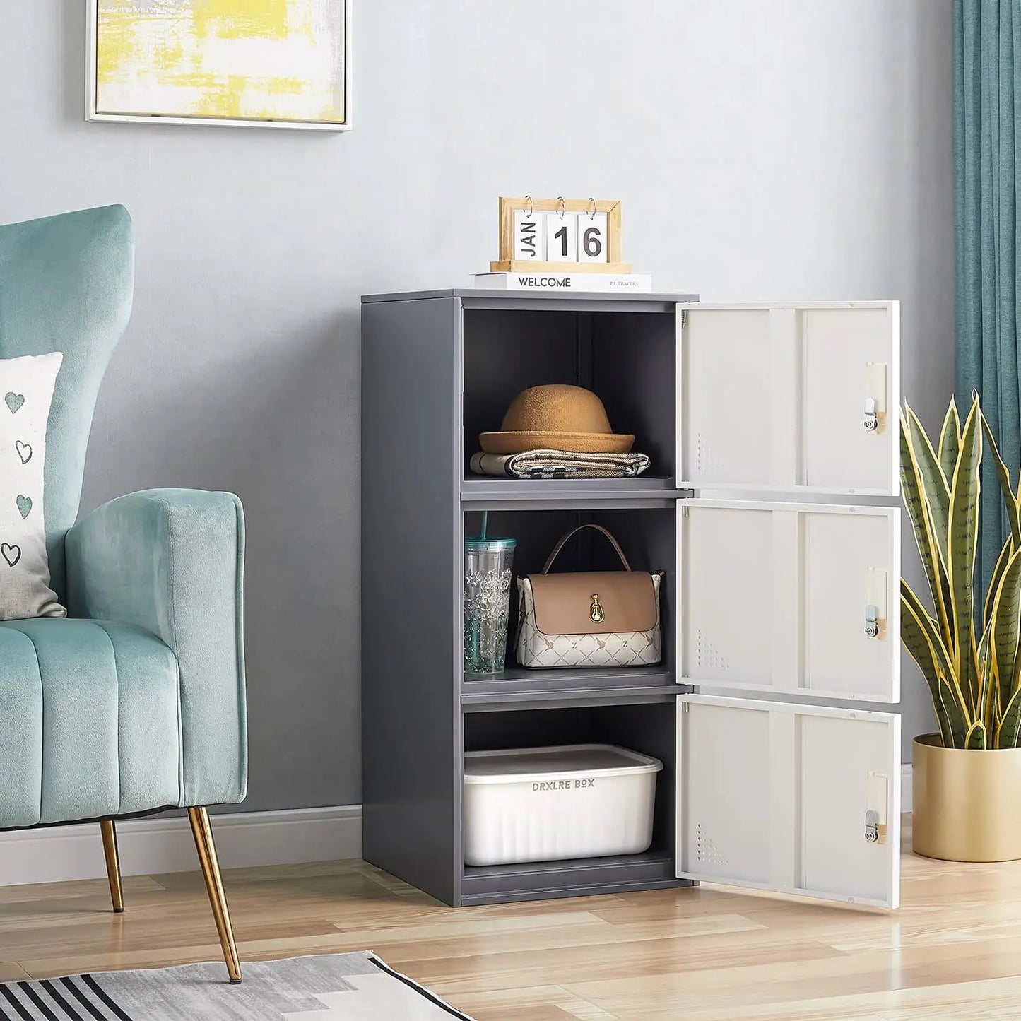 3-Door Metal Storage Organizer Locker