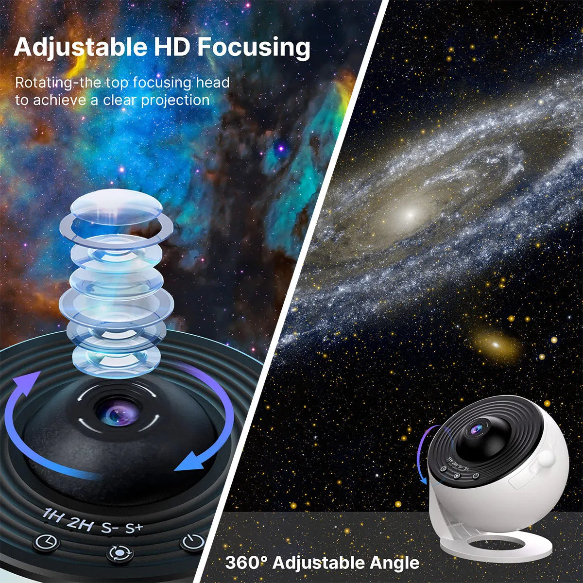 Galaxy Projection Night Light, Black Planetarium LED Lamp