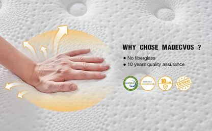 12 Inch Hybrid Mattress in a Box with Pocket Spring, Medium Firm, Motion Isolation Queen King Full Size Mattress