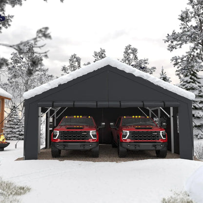 20x20 Portable Heavy Duty Metal Garage with Side Doors and Roll-Up Windows