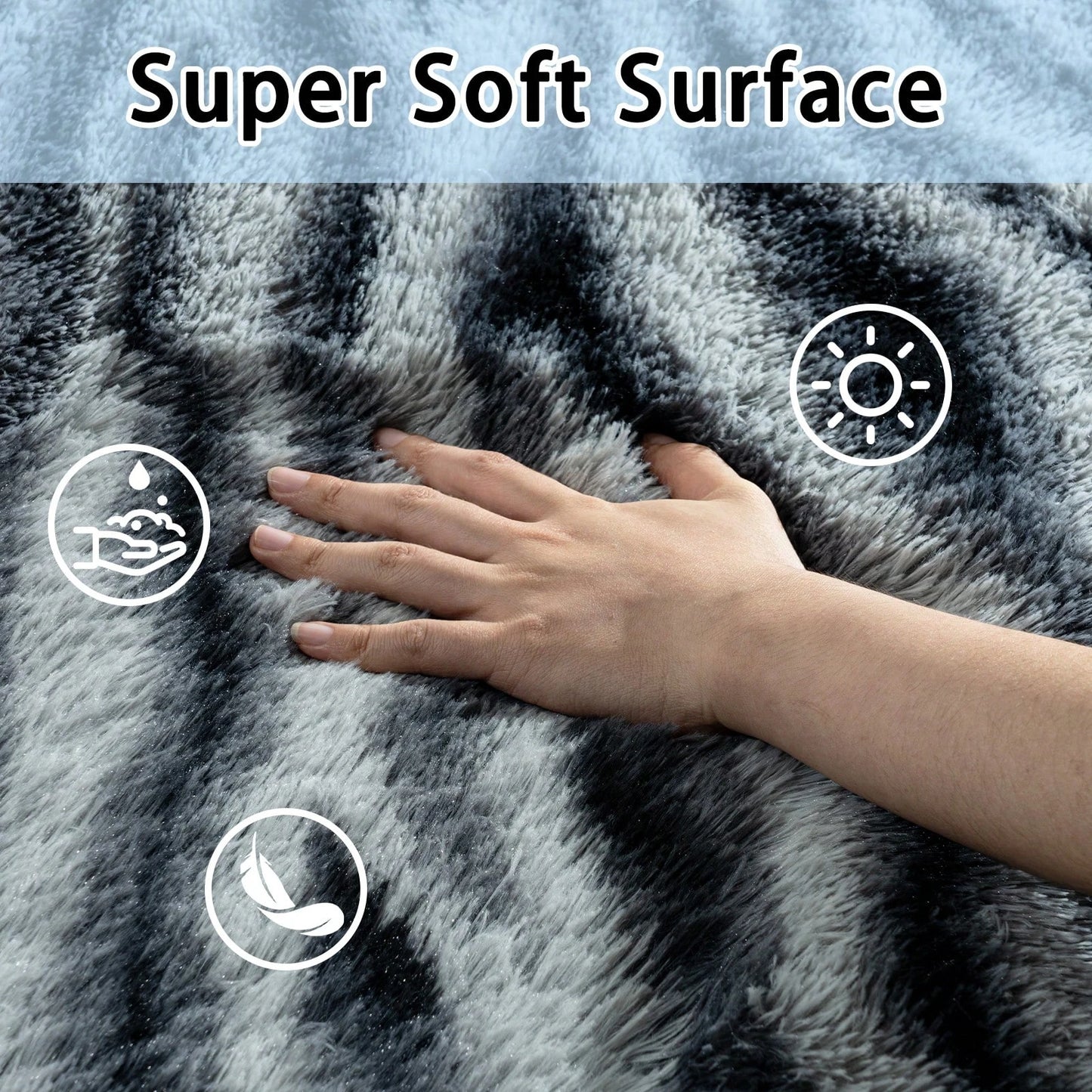 Large Super Plush Zebra Print Living Room Area Rug. Washable