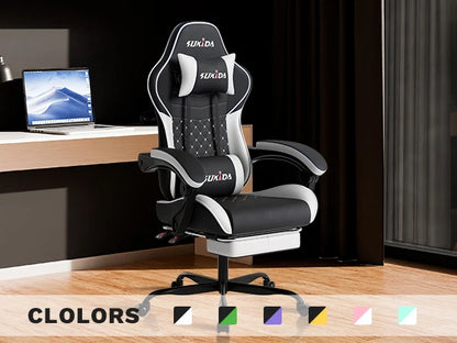 Ergonomic Gaming Chairs with Massage Lumbar Support Swivel Height Adjustable Headrest Backrest