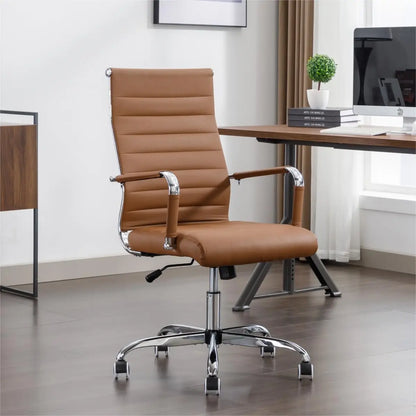 Leather Office Desk / Conference Room Chairs with Wheels, Executive Modern High Back