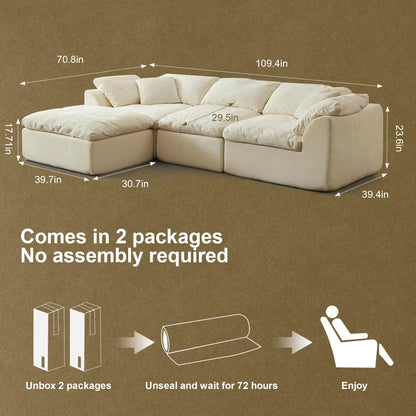 109" L-Shaped Modular Sectional with Ottoman.