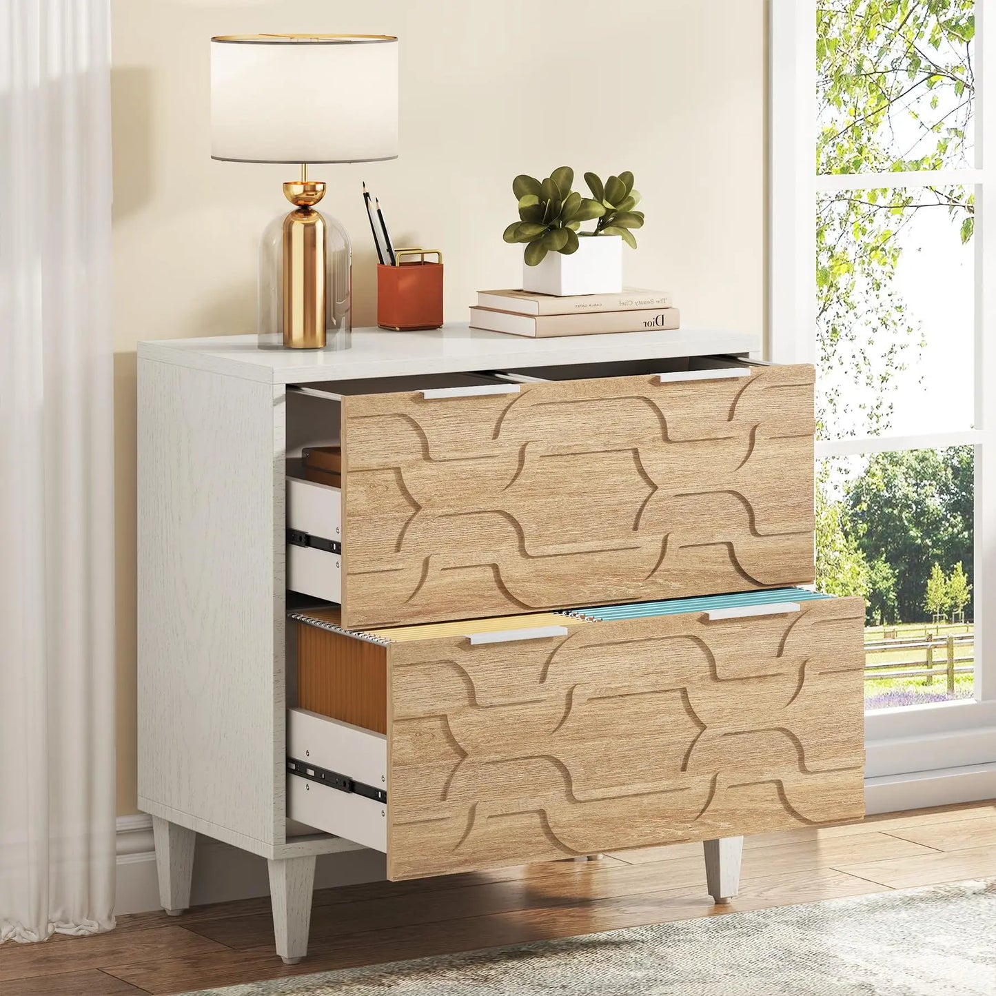 2-Drawer Lateral Filing Cabinet for A4/Letter/Legal Size