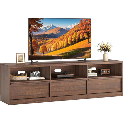 Modern TV Stand with Open Shelving & Storage Drawer