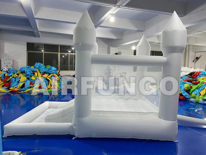 Inflatable White Bounce House with Slide, Ball Pit. Blower Included