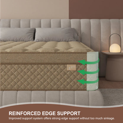 12"14" Gel Memory Foam Hybrid Pocket Spring Mattress. Twin Full Queen King Mattress, Medium Firm with Motion Isolation