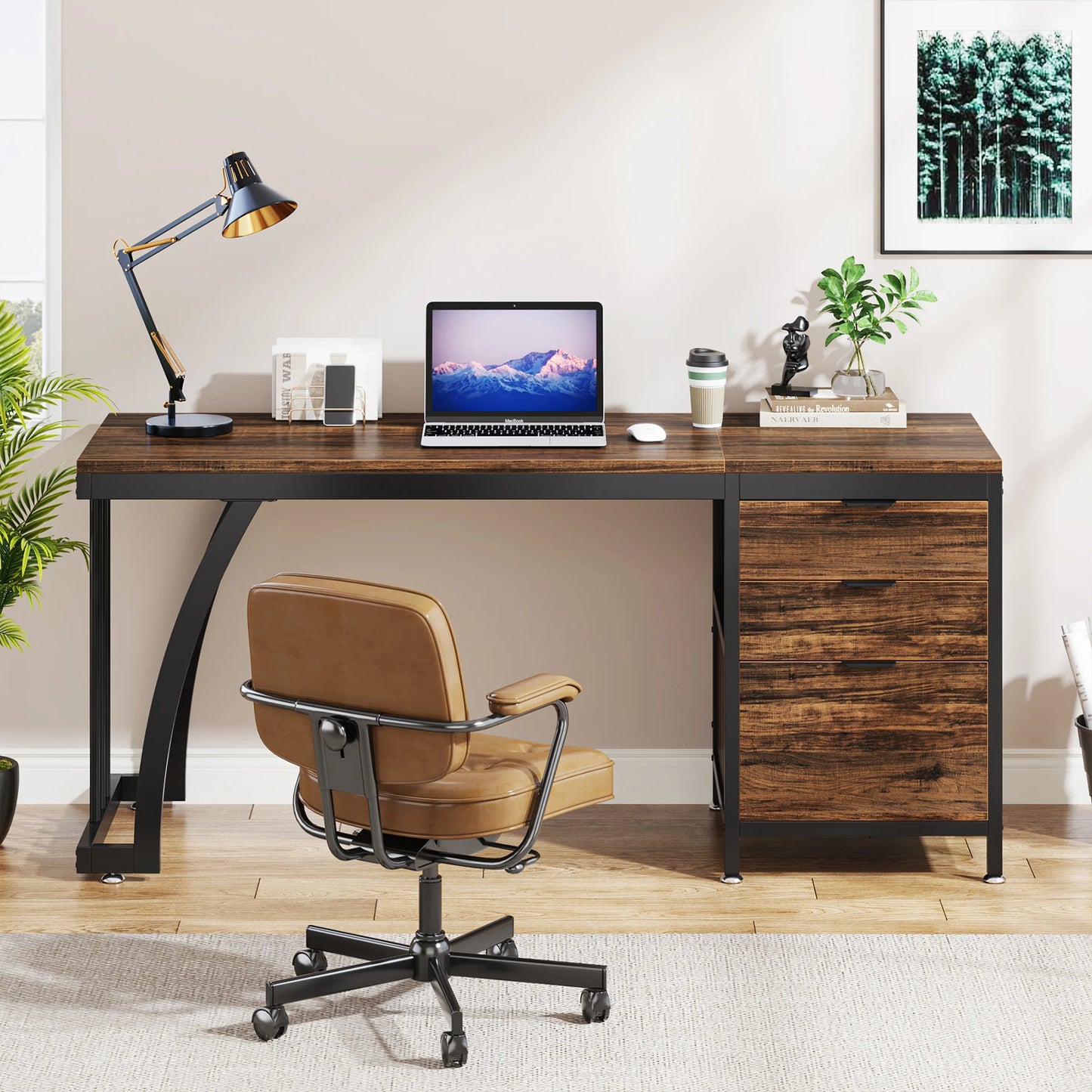 59-Inch Computer Desk with 3 Drawers