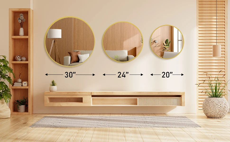 30 Inch Large Gold Framed Round Vanity Mirror