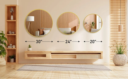30 Inch Large Gold Framed Round Vanity Mirror