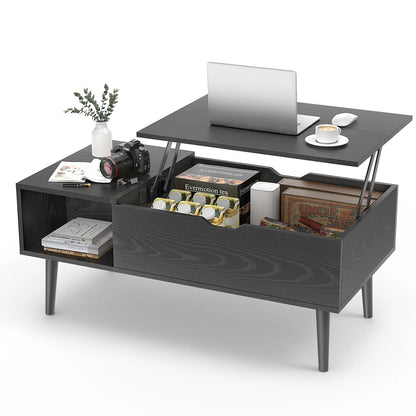 Lift Top Coffee Table with Adjustable Storage Shelf and Easy Lift or Lower