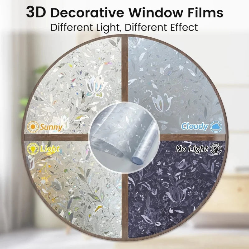 Rainbow Tulip Sun Blocking Decorative Stained Glass Window Film