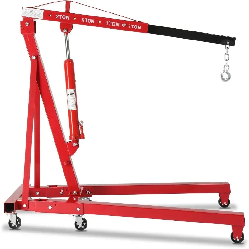 2 Ton Folding Hydraulic Engine Hoist with Telescopic Boom and Outriggers