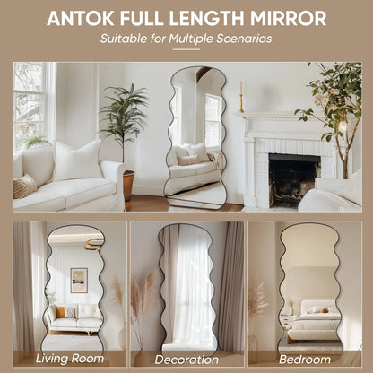 76"x34" Full Length Wavy Mirror with Stand