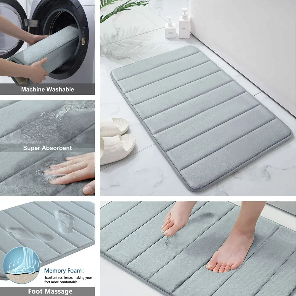 Super Absorbent Bathmat Memory Foam Carpet Non-Slip Bathroom Rug