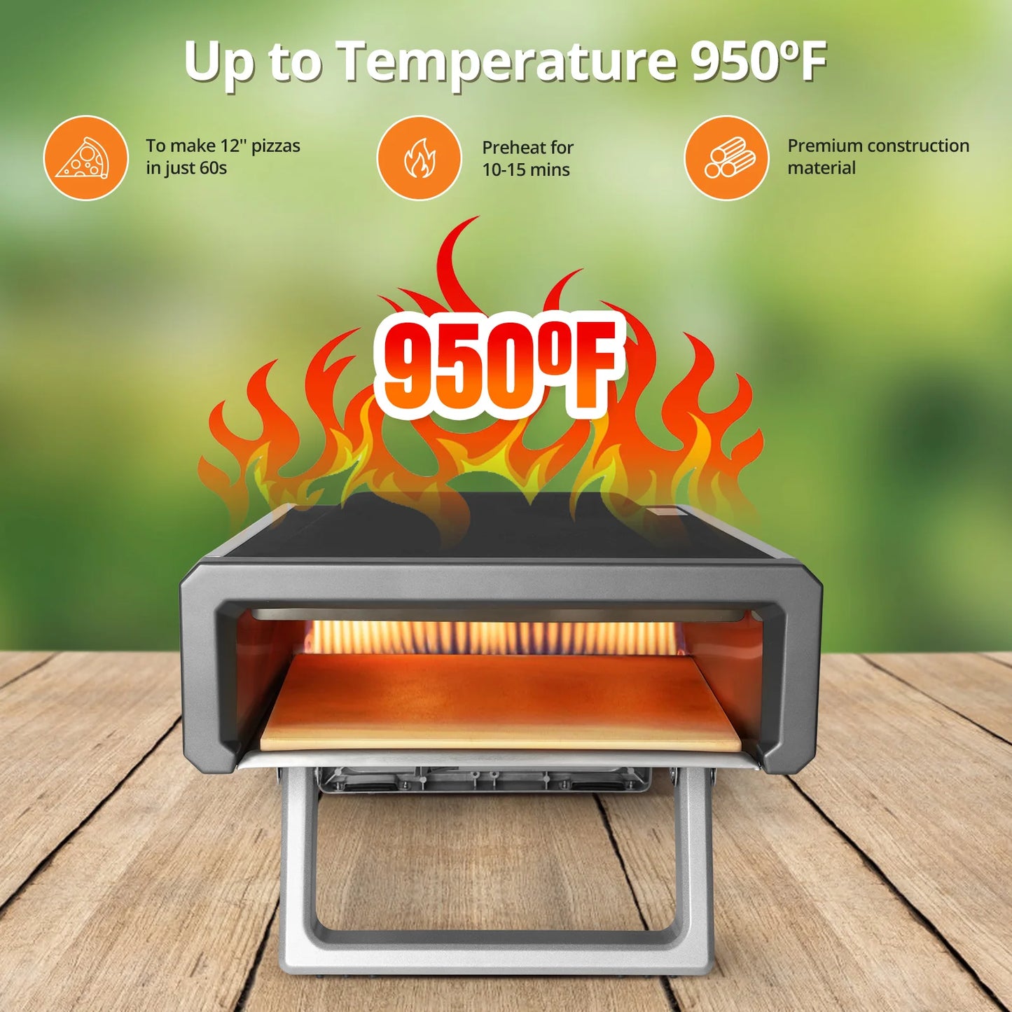 Gas Powered 12" Outdoor Pizza Oven with Accessories