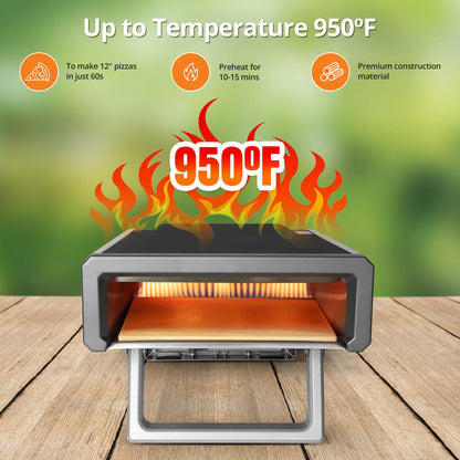 Gas Powered 12" Outdoor Pizza Oven with Accessories