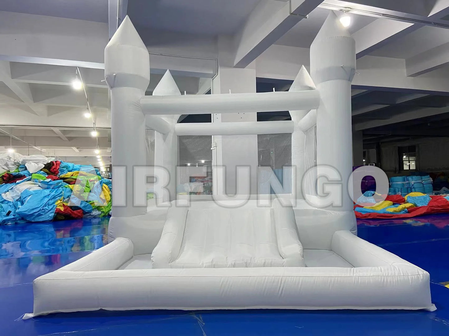 Inflatable White Bounce House with Slide, Ball Pit. Blower Included