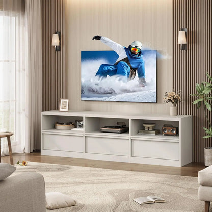 Modern TV Stand with Open Shelving & Storage Drawer