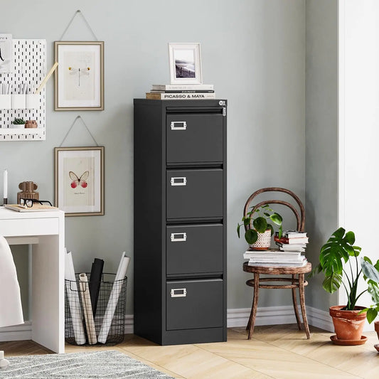 4-Drawer Locking Metal File Cabinet for Letter/Legal/A4 Files