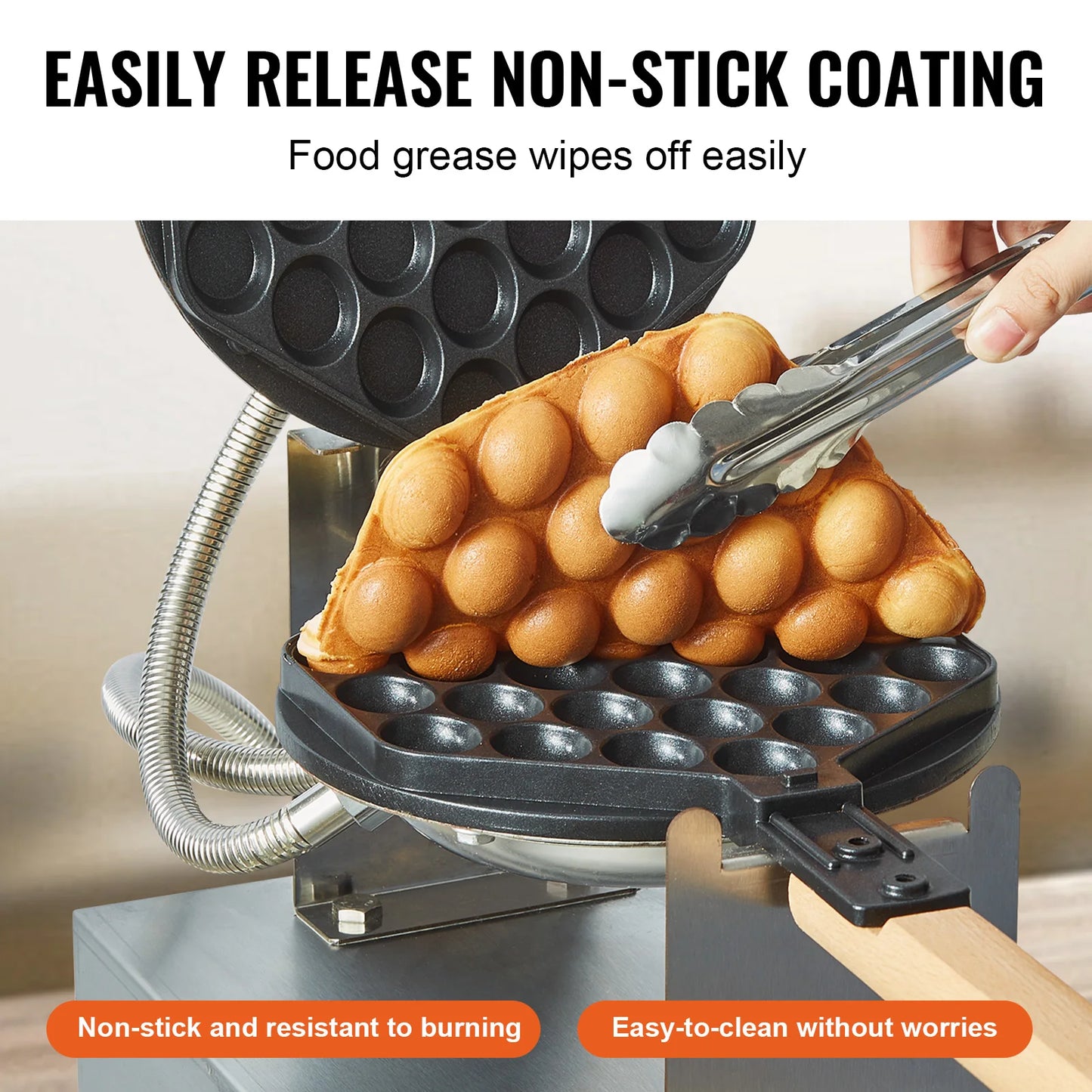 Commercial Egg Bubble Waffle Maker 1400W Non-Stick Stainless Steel