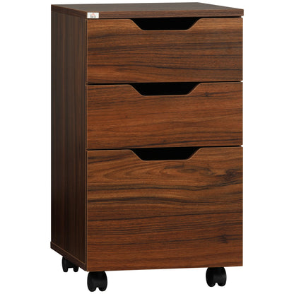 Modern, under Desk Cabinet with 3 Drawers, Brown Wood