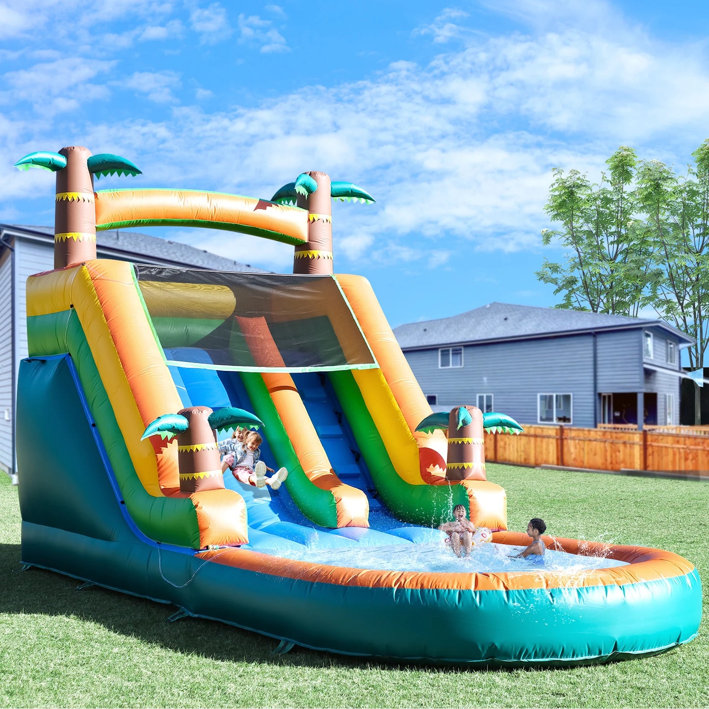 Large Bounce House with Water Slide with 1100W Air blower