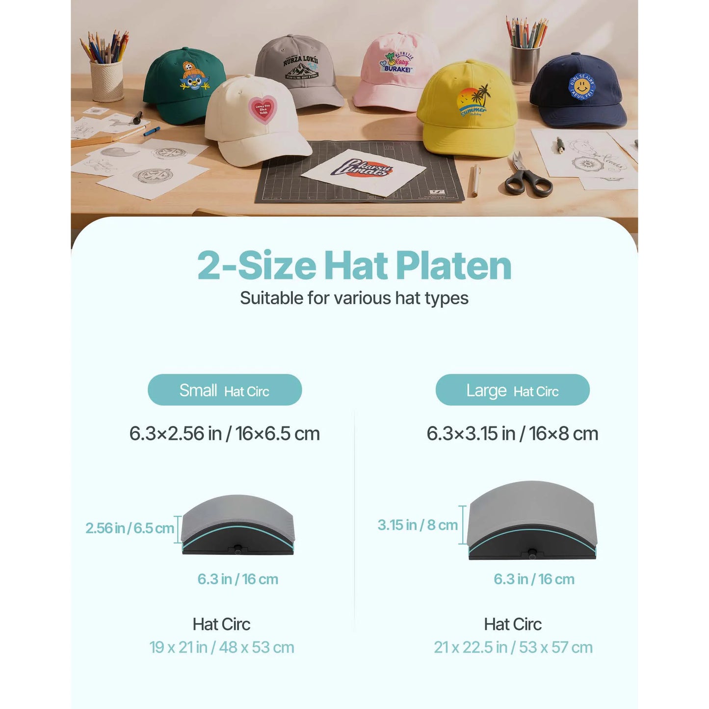 Hat Heat Press Machine with 2/4pcs Interchangeable Platens Precise Temperature and Time Control