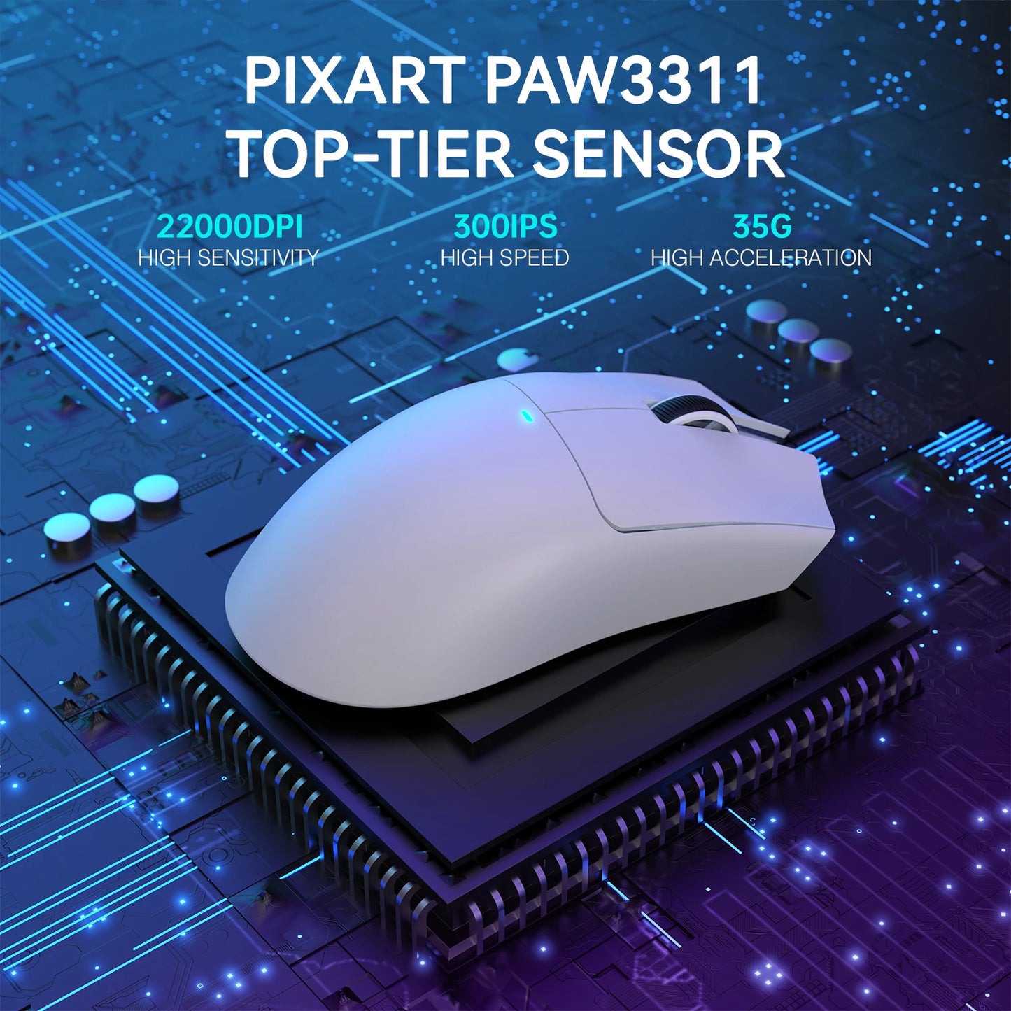 Lightweight Wireless Gaming Mouse with RGB Backlight Charging to 22K DPI, PAW3311 Optical Sensor