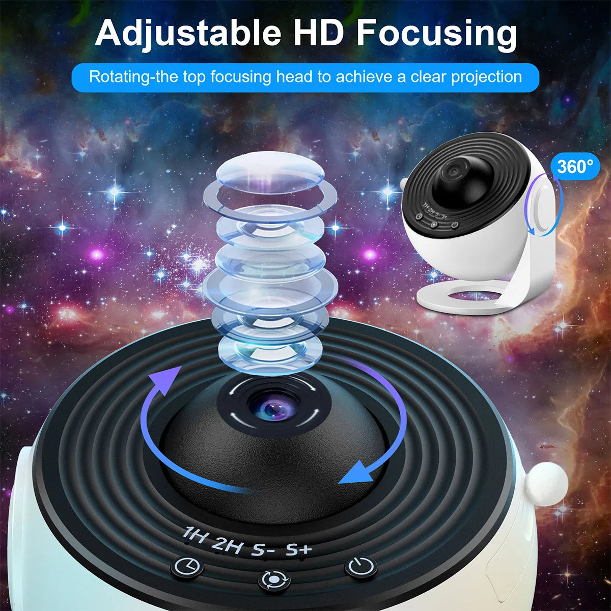 Galaxy Projection Night Light, Black Planetarium LED Lamp