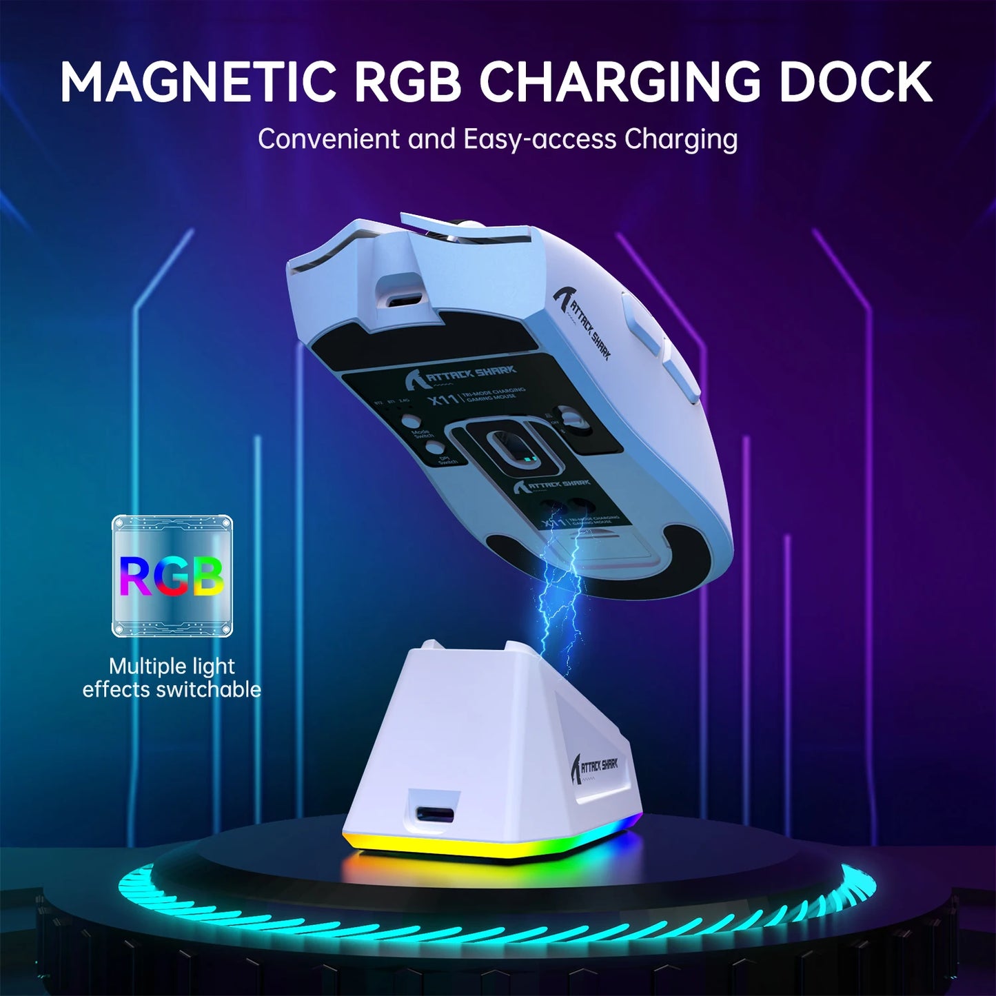 Lightweight Wireless Gaming Mouse with RGB Backlight Charging to 22K DPI, PAW3311 Optical Sensor